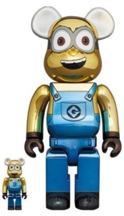 MEDICOM TOY BE@RBRICK Minion Dave Chrome Version 100% & 400% Bearbrick