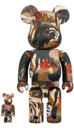 MEDICOM TOY BE@RBRICK Ito Jakuchu Doshoku Sai-e Gunkei-zu (Fowls) 100% & 400% Set BEARBRICK-1-JToys