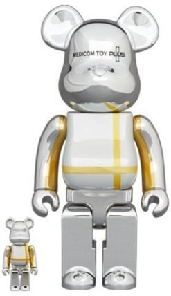 MEDICOM TOY BE@RBRICK PLUS SILVER CHROME Ver. 100% & 400％ Bearbrick-1-JToys