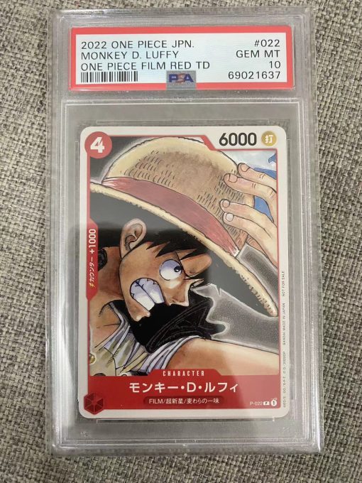 Japanese One Piece Tcg Film Red Monkey D. Luffy P-022 Psa: 10 | One Piece Tcg Single