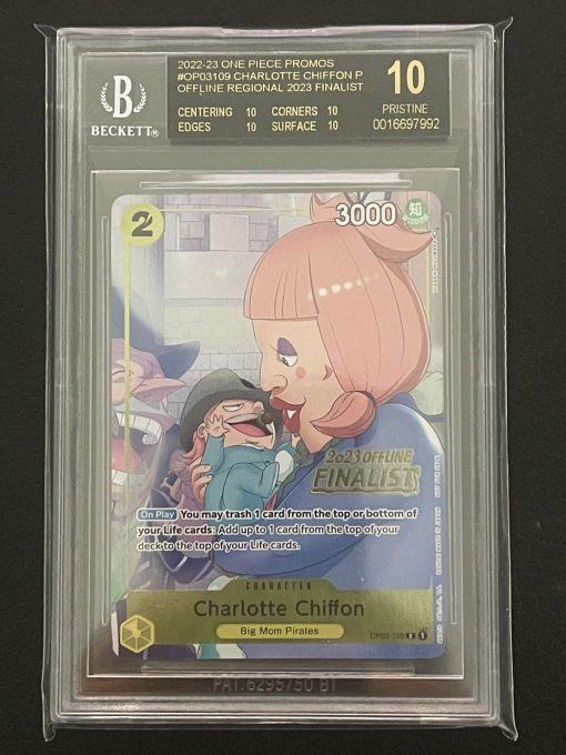 One Piece Card Game Offline Regional 2023 Finalist Charlotee Chiffon Black Label Op03-019 Bgs 10 - 1 - Jtoys
