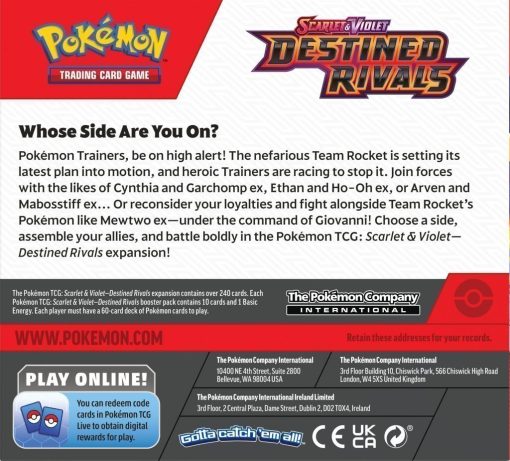 Pokémon Tcg Scarlet &Amp; Violet Destined Rivals Booster-3-Jtoys Pokémon Tcg Scarlet &Amp; Violet Destined Rivals Booster-3-Jtoys