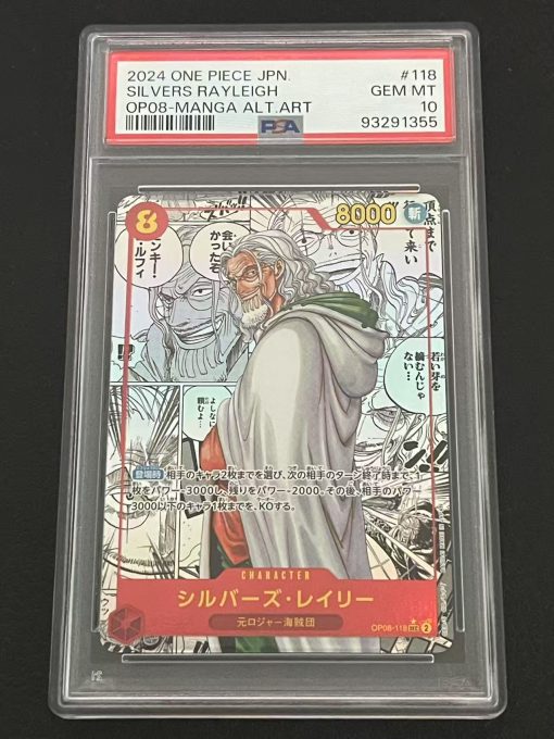 Japanese One Piece Card Game Two Legends Op08-118 Silvers Rayleigh Manga Alt Art Psa10 - 1 - Jtoys